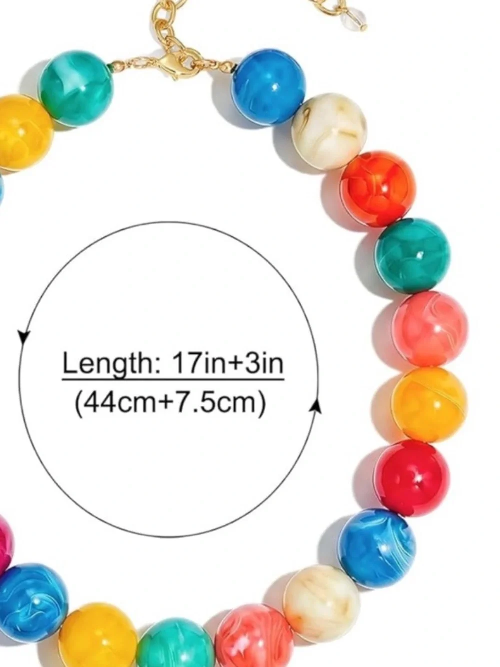 Colorful Marbled Bead Necklace - Picture 4 of 4